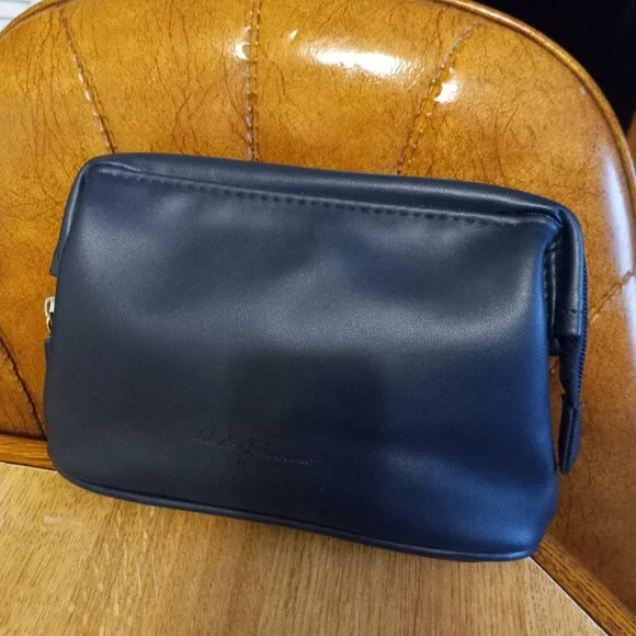 AUTHENTIC Salvatore Ferragamo Travel Toiletry Makeup Cosmetic Bag Case - Picture 1 of 6